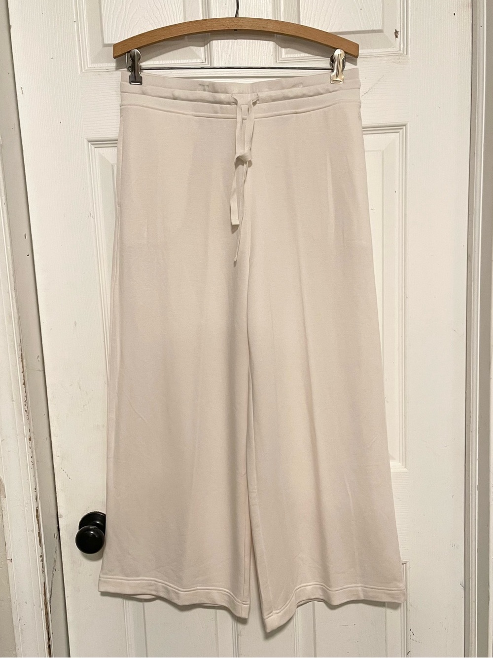 Lou & Grey terrysoft Wide-Leg Drawstring Lounge cropped Pants - Cream